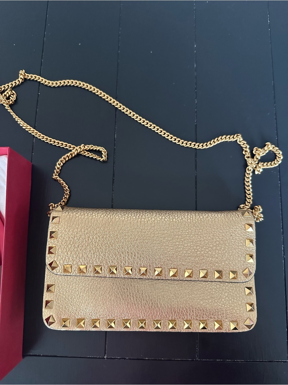Valentino Gold Rockstud Chain Crossbody